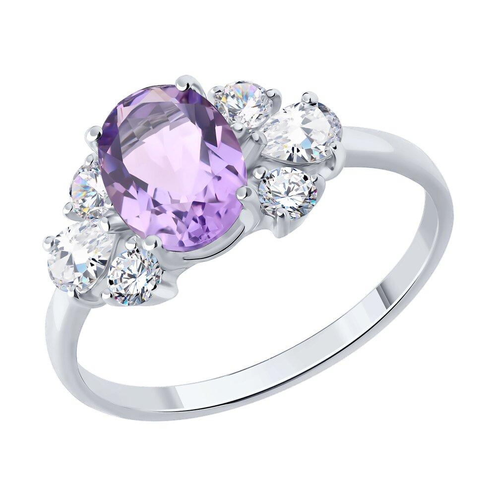 Кольцо из серебра с аметистом и фианитами - видео на модели