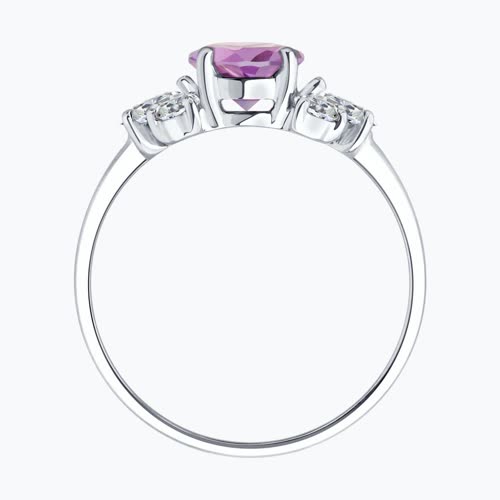 Кольцо из серебра с аметистом и фианитами из серебро — вид 3