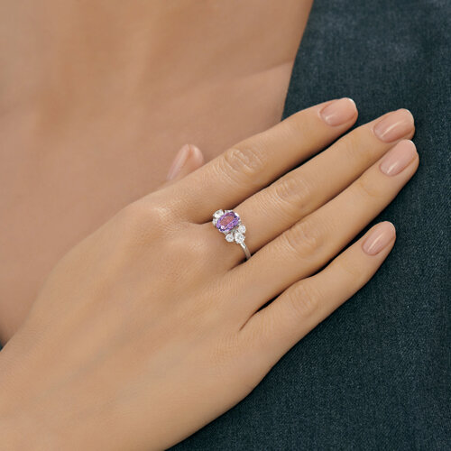 Кольцо из серебра с аметистом и фианитами из серебро — вид 4