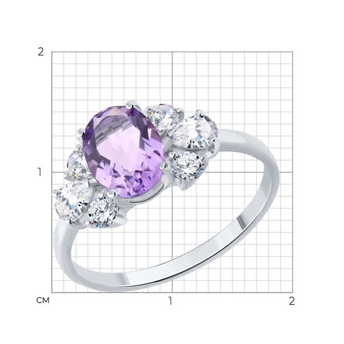 Кольцо из серебра с аметистом и фианитами из серебро — вид 6