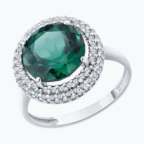 Кольцо из серебра с кварцем и фианитами - видео на модели