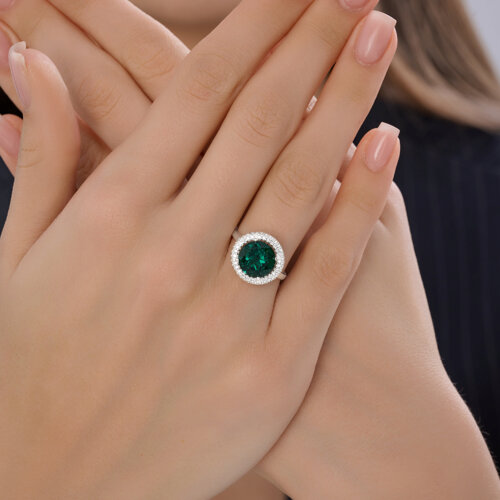 Кольцо из серебра с кварцем и фианитами из серебро — вид 4