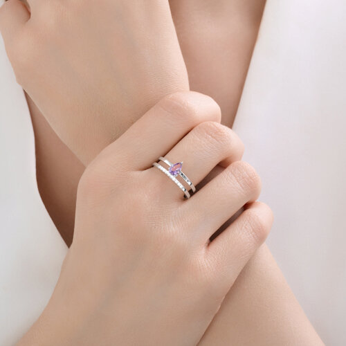 Кольцо из серебра с аметистом и фианитами из серебро — вид 4