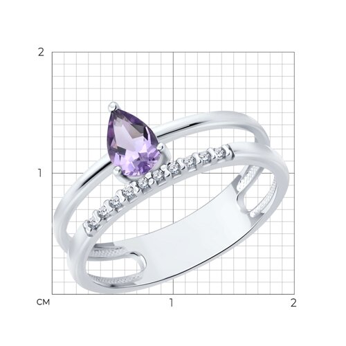 Кольцо из серебра с аметистом и фианитами из серебро — вид 6