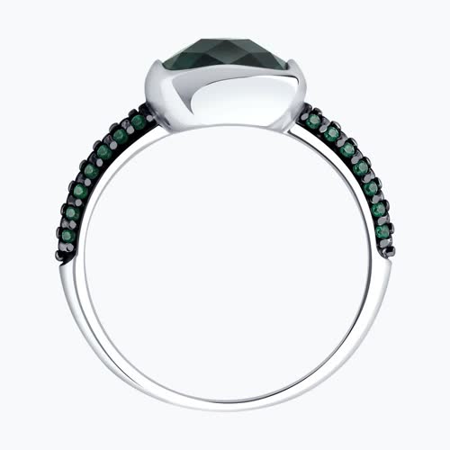 Кольцо из серебра с кварцем и фианитами из серебро — вид 3