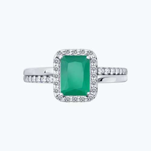 Кольцо из серебра с агатом и фианитами из серебро — вид 2