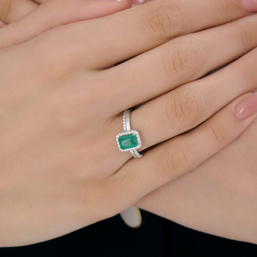 Кольцо из серебра с агатом и фианитами из серебро — вид 4