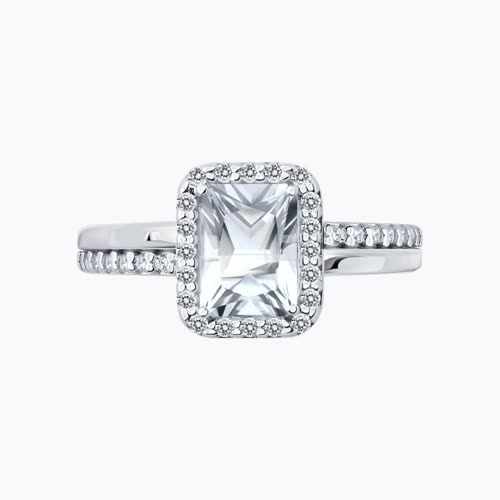 Кольцо из серебра с горным хрусталем и фианитами из серебро — вид 2