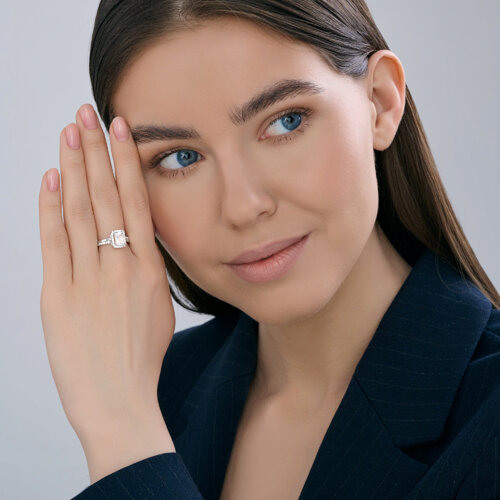 Кольцо из серебра с горным хрусталем и фианитами из серебро — вид 5