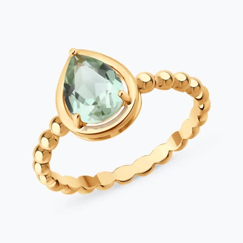 Кольцо из золочёного серебра с празиолитом - видео на модели