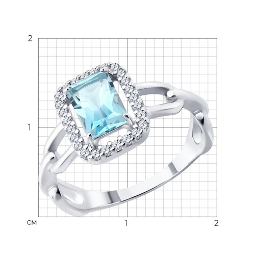 Кольцо из серебра с топазом и фианитами из серебро — вид 6