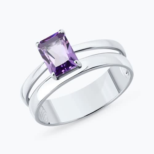 Кольцо из серебра с аметистом - видео на модели