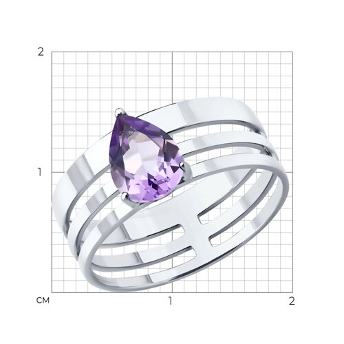 Кольцо из серебра с аметистом из родированное серебро — вид 4