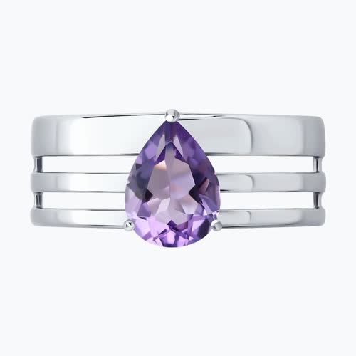 Кольцо из серебра с аметистом из родированное серебро — вид 5