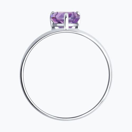 Кольцо из серебра с аметистом из родированное серебро — вид 6