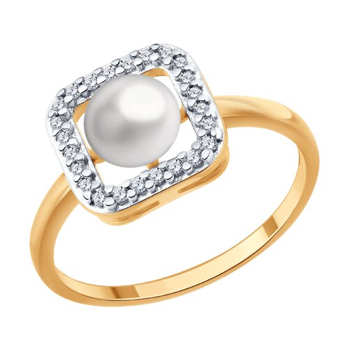 Кольцо из золочёного серебра с жемчугом и фианитами - видео