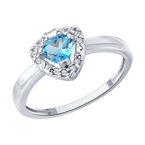 Кольцо из серебра с топазом и фианитами - видео на модели