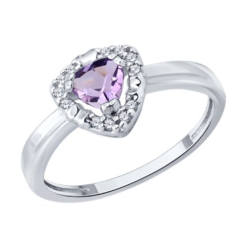 Кольцо из серебра с аметистом и фианитами - видео на модели