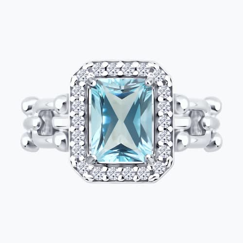 Кольцо из серебра с топазом и фианитами из серебро — вид 2