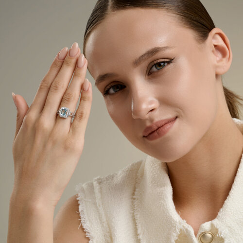 Кольцо из серебра с топазом и фианитами из серебро — вид 5