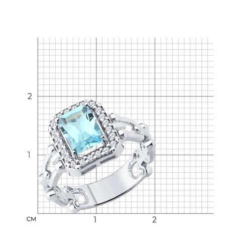 Кольцо из серебра с топазом и фианитами из серебро — вид 6