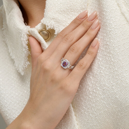 Кольцо из серебра с аметистом и фианитами из серебро — вид 4