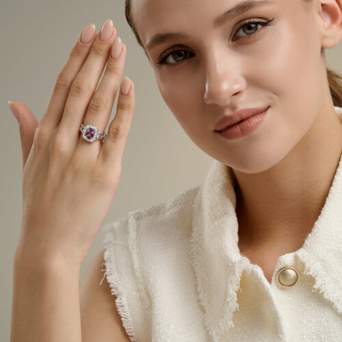 Кольцо из серебра с аметистом и фианитами из серебро — вид 5