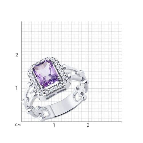 Кольцо из серебра с аметистом и фианитами из серебро — вид 6