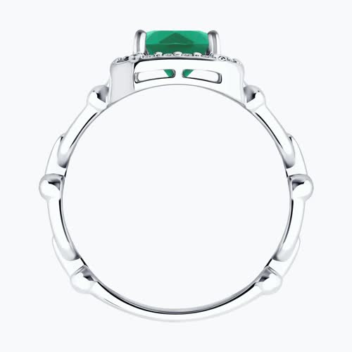 Кольцо из серебра с агатом и фианитами из родированное серебро — вид 6