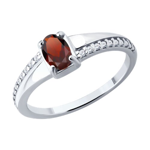 Кольцо из серебра с гранатом и фианитами из серебро