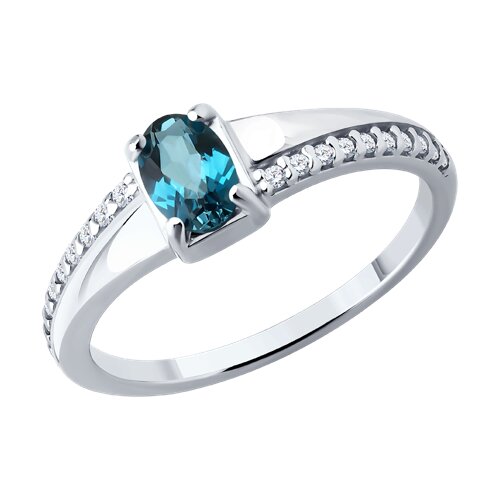 Кольцо из серебра с лондон топазом и фианитами - видео на модели