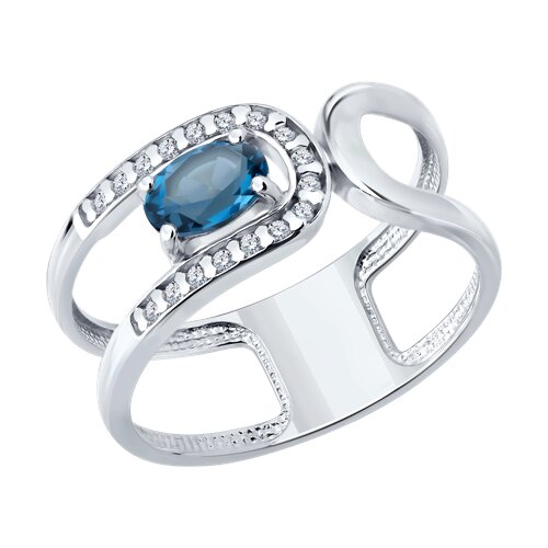 Кольцо из серебра с лондон топазом и фианитами - видео на модели