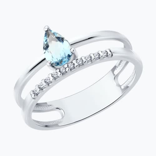 Кольцо из серебра с топазом и фианитами - видео на модели