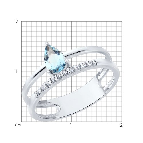 Кольцо из серебра с топазом и фианитами из серебро — вид 6