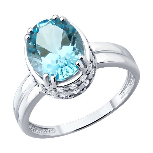 Кольцо из серебра с топазом и фианитами - видео на модели