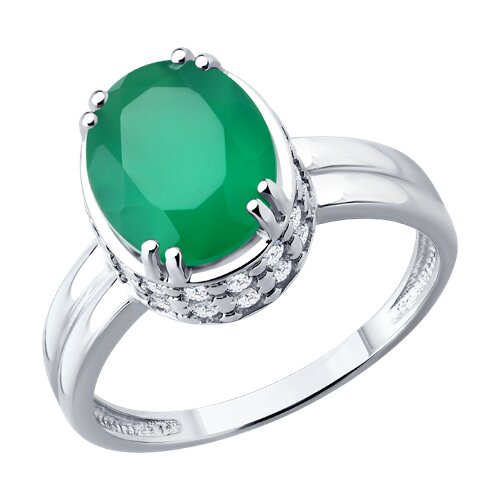 Кольцо из серебра с агатом и фианитами - видео на модели