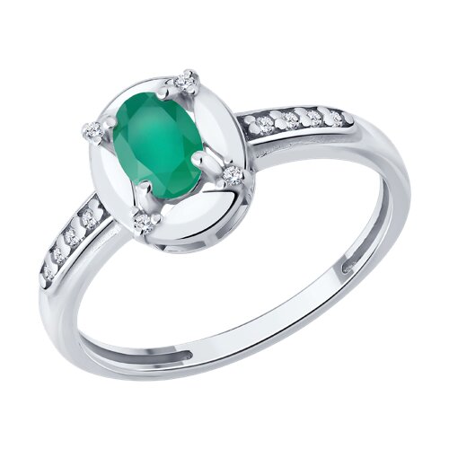 Кольцо из серебра с агатом и фианитами