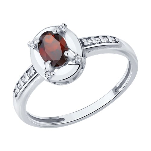Кольцо из серебра с гранатом и фианитами - видео на модели