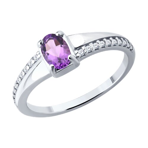 Кольцо из серебра с аметистом и фианитами - видео на модели