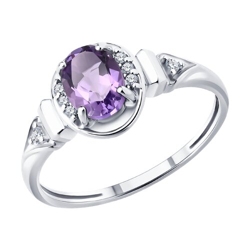 Кольцо из серебра с аметистом и фианитами - видео на модели