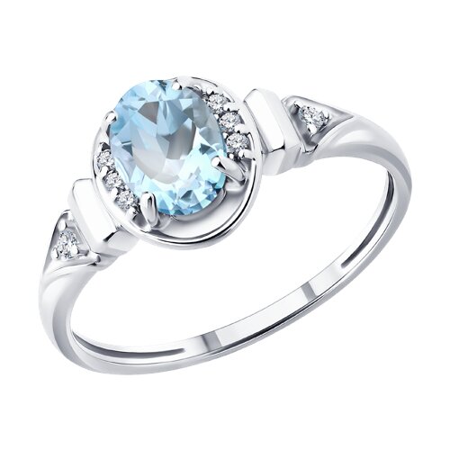 Кольцо из серебра с топазом и фианитами - видео на модели