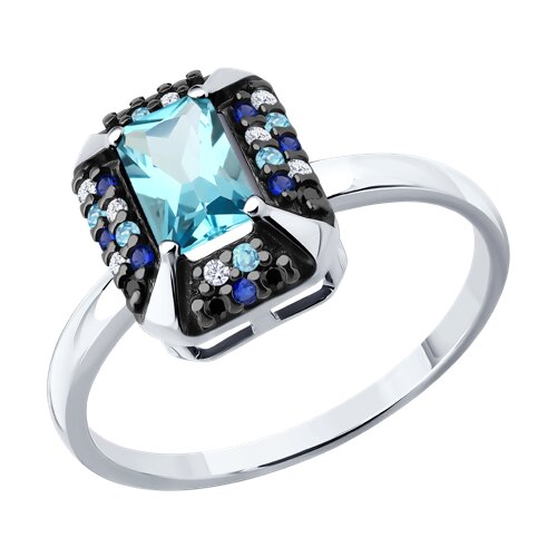 Кольцо из серебра с топазом и фианитами - видео на модели