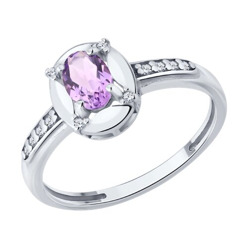 Кольцо из серебра с аметистом и фианитами - видео на модели