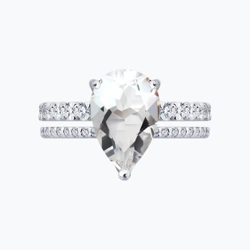 Кольцо из серебра с горным хрусталем и фианитами из серебро — вид 2