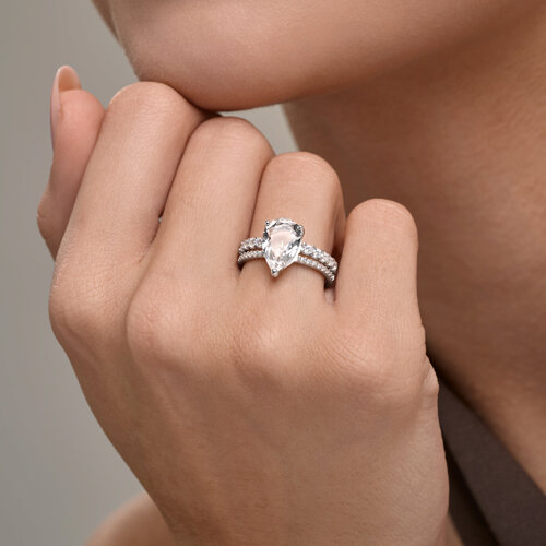 Кольцо из серебра с горным хрусталем и фианитами из серебро — вид 3