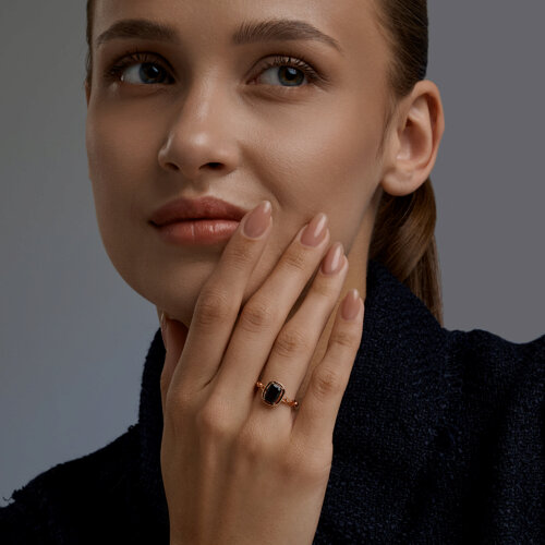 Кольцо из золочёного серебра с гранатом из золочение розовое — вид 3