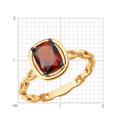 Кольцо из золочёного серебра с гранатом из золочение розовое — вид 4
