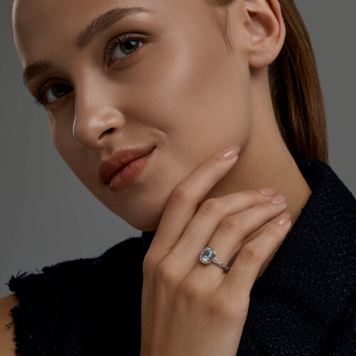 Кольцо из серебра с топазом из родированное серебро — вид 3