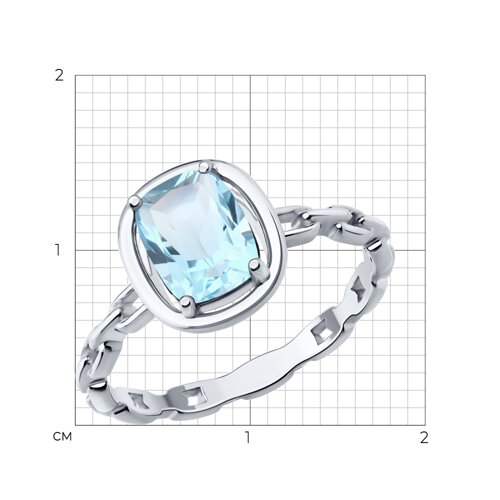 Кольцо из серебра с топазом из родированное серебро — вид 4