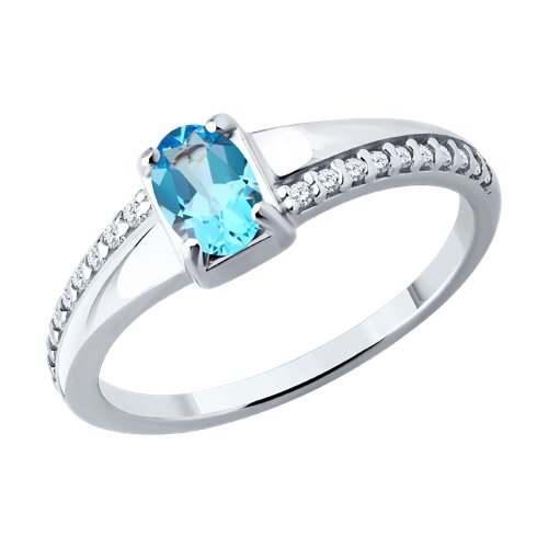 Кольцо из серебра с топазом и фианитами - видео на модели